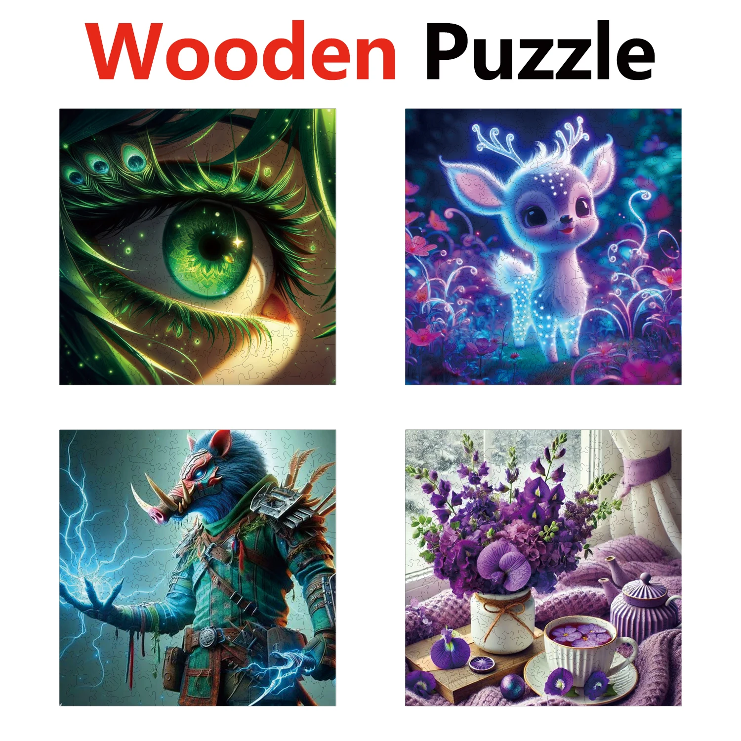

Eyes Deer Wild Boar Lavender Animal Puzzles High Quality Jigsaw Puzzle Wooden Puzzle Best Christmas Gift