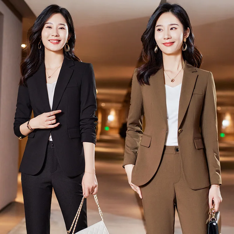 Spring and Autumn Work Clothes Formal Wear Business Suit Business Wear Black Pink Interview Women's Clothing Business Office Uni