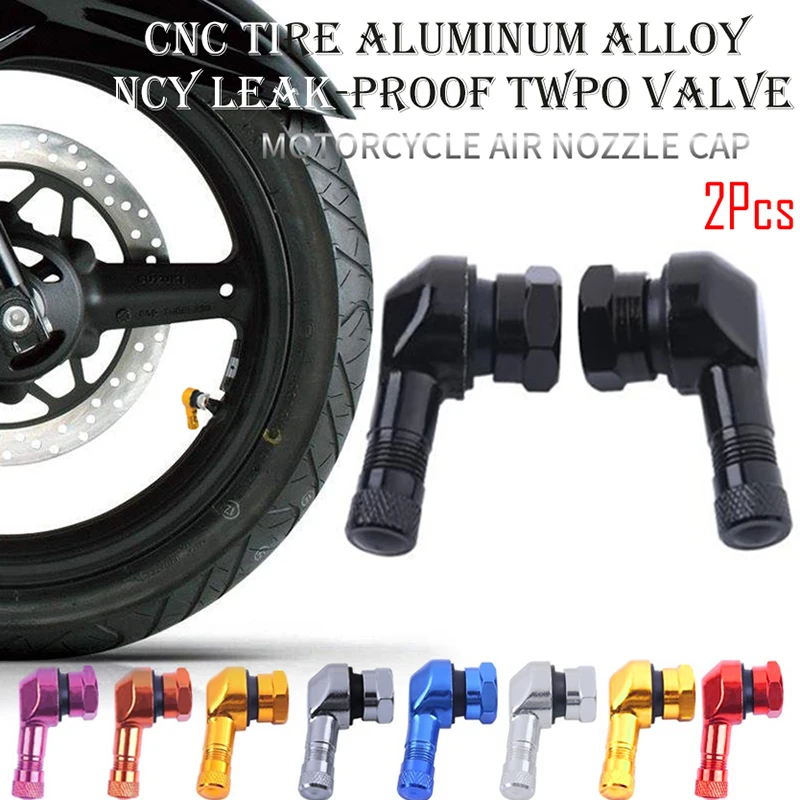 2PCS Motorcycle Rim Tire Wheels Spare Parts Valve Elbow 90 Degree Angle Motorbike Wheel Tire Tubeless Valve Stems Rim Wheel Part