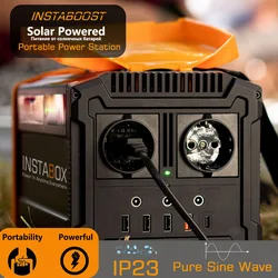 Instabox Portable Power Station IP23 AC 600W Solar Generator LiFePO4 Battery, Backup PowerBank