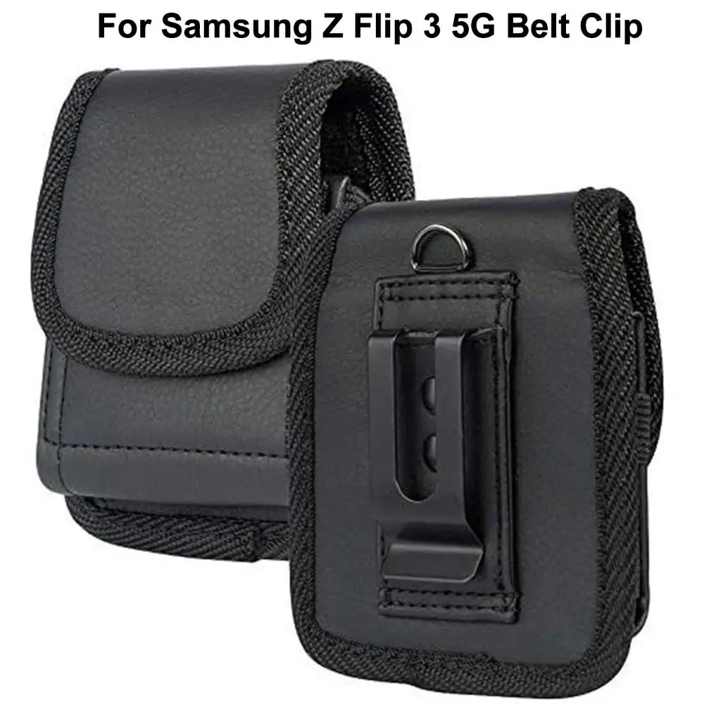 Leather Phone Pouch For Samsung Z Flip 3 5G Belt Clip Oxford Cloth Phone Case For Galaxy Z Flip3 5G Waist Bag