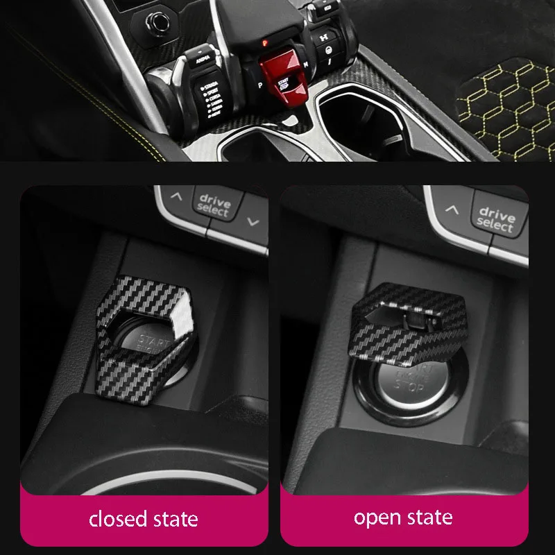 Car Engine Start-stop Switch Button Protection Decorative Adhesive Non-destructive Installation Car Carbon Fiber Modification