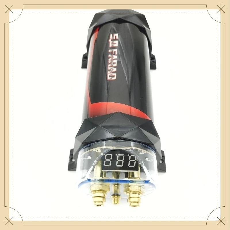 5.0 Car Audio Capacitor with LED Voltage Display, 10-16V DC, Digital Voltage Regulator for Amplifier, No Battery