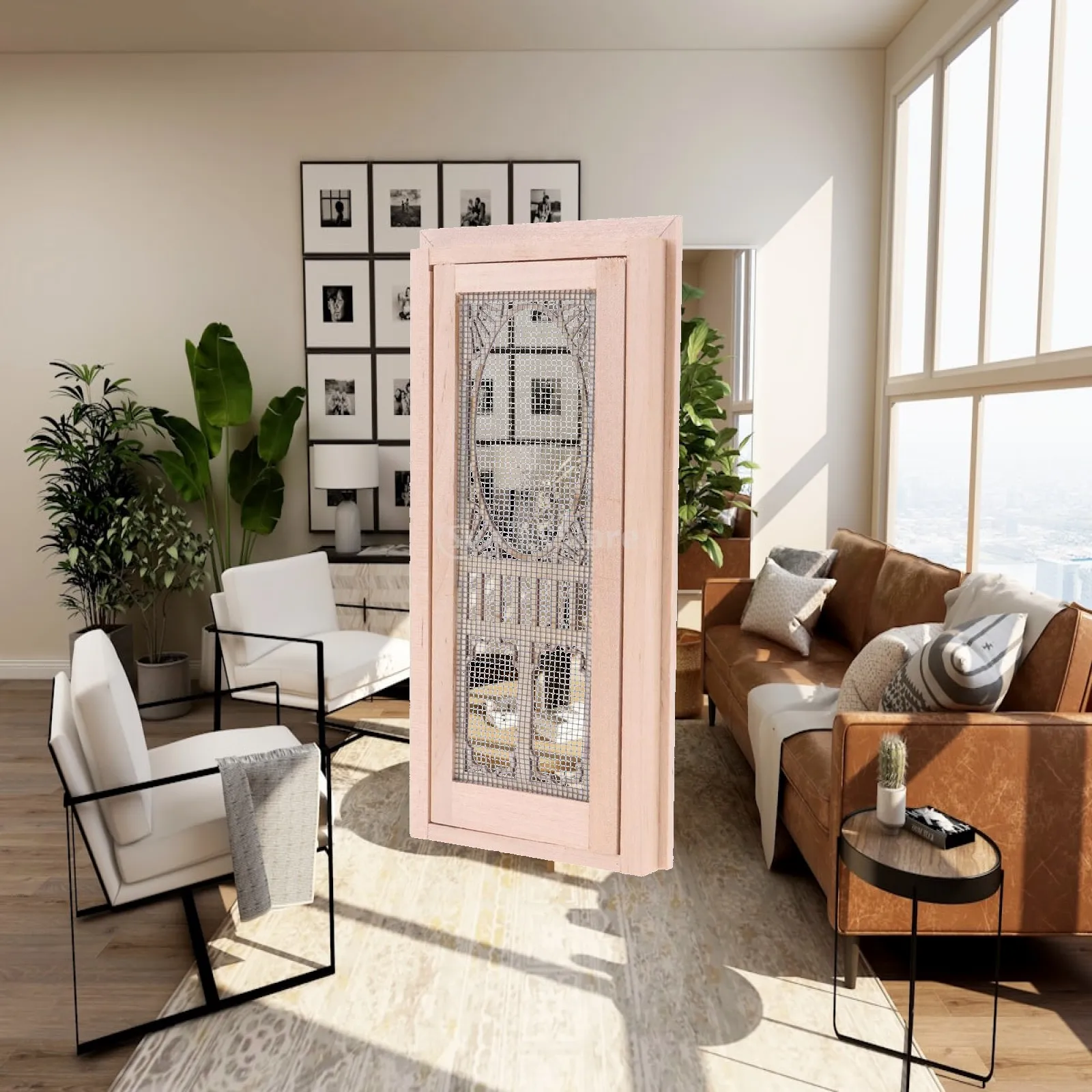 1 12 Scale Dollhouse Wood Screen Door Hollow Design Miniature Furniture for Mini House Decoration