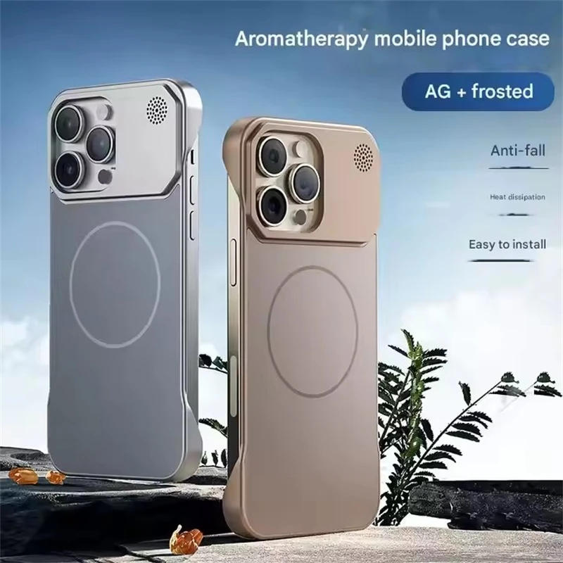 حافظة هاتف صلبة مغناطيسية بدون إطار عطر لهاتف Magsafe IPhone 16 15 14 13 12 Pro Max Plus 16Pro 15 Pro Mag ملحقات غطاء آمن