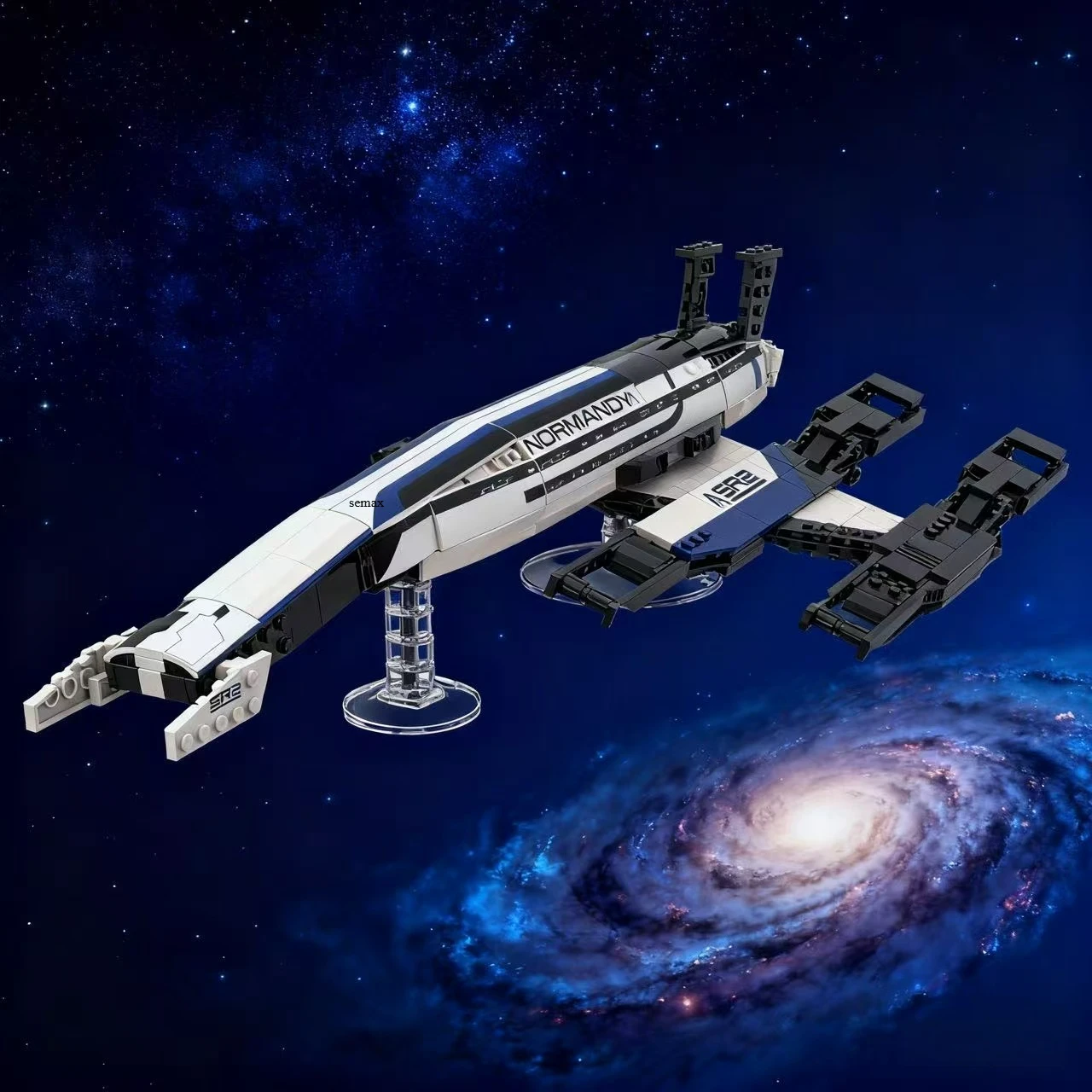 

MOC Космический корабль Нормандия SR-2 Модель звездного корабля Набор строительных блоков Массовый эффект Игровой истребитель DIY Игрушки-головоломки Детские подарки на день рождения