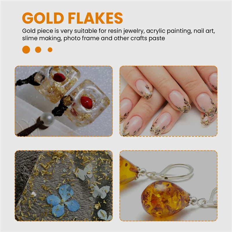 

ABEZ Gold Foil Flakes For Resin Tray Molds,3 Bottles Metallic Foil Flakes For Painting Arts And Crafts,Nail Art