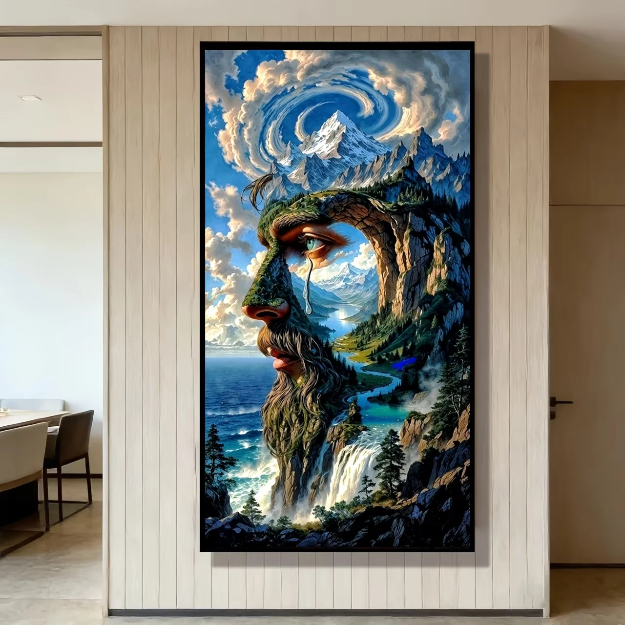 DIY Diamond Painting Kit Abstract Man Face Mountain LandscapeMosaic Diamond Embroidery Fantasy Art Full Drills Wall Decorations