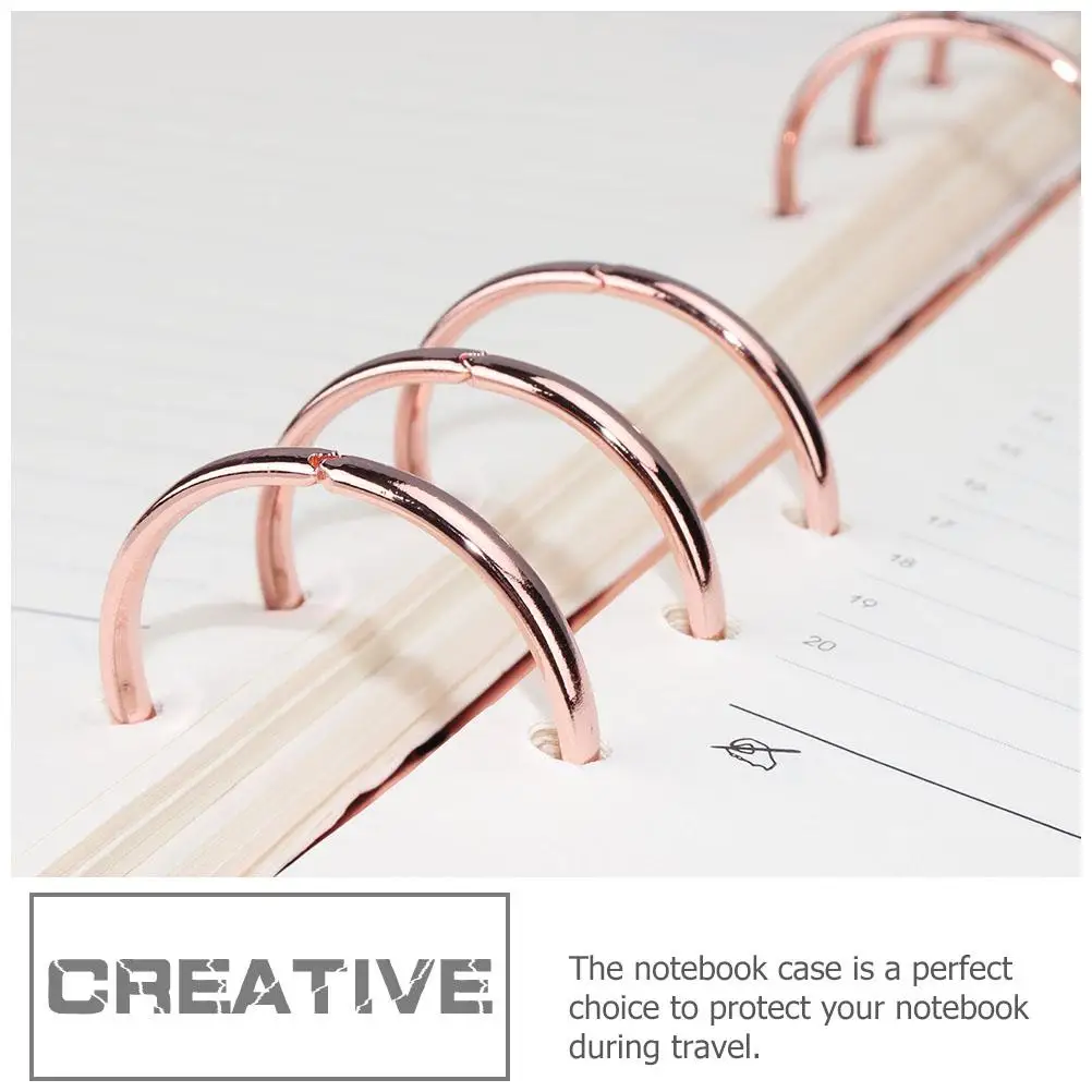 Rose Gold Loose leaf Binder Clear Notebook Cover A5 Size PVC Protective Case Practical Travel Student Use