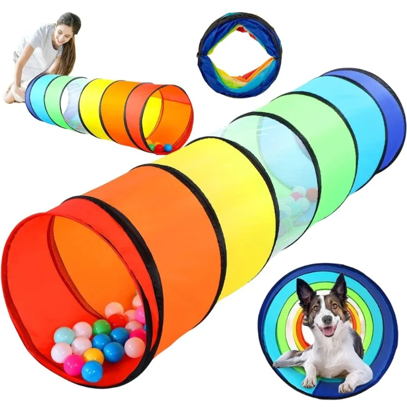 Tunnel de jeu pour enfants en maille de 175 cm, respirant et transparent, tente pop-up pour enfants, tube de jeu intérieur/extérieur, maisonnette pour tout-petits, jouet pour chiens et animaux de compagnie, cadeau