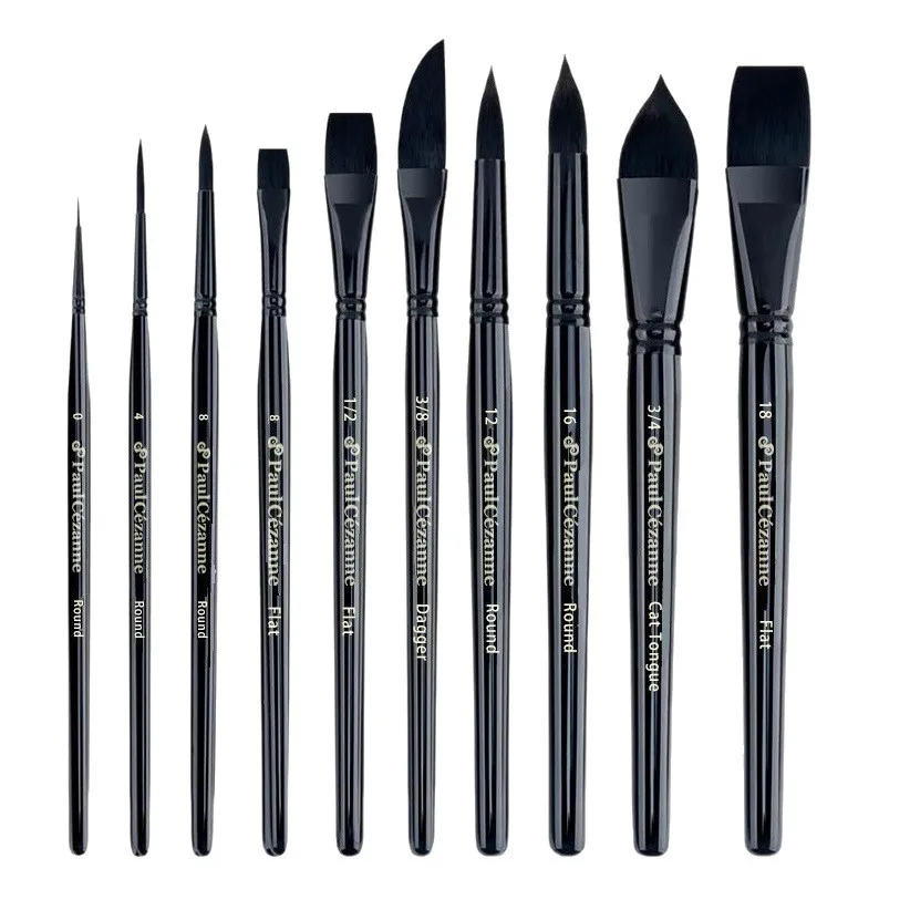 Professional Painting Brush Set with 10 Different Tip Sizes, Mixed Animal Hair, Multi-Purpose for Watercolor Acrylic Gouache