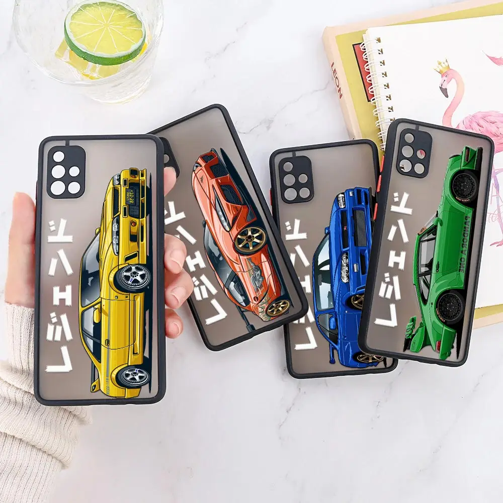 Anime Tokyo JDM Drift Cartoon Car Cases For Samsung Galaxy A13 Coque Samsung A52 A53 5G A72 A73 A23 A33 21S A52s A32 Matte Cover