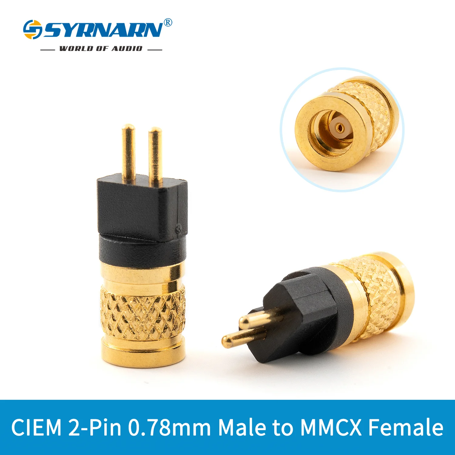 

SYRNARN 2-Pin 0.78mm Male to MMCX Female Earphone AdapterIEM for Shure, Sony, Campfire, Fiio, 64Audio, Vision Ear, InEar, audeze