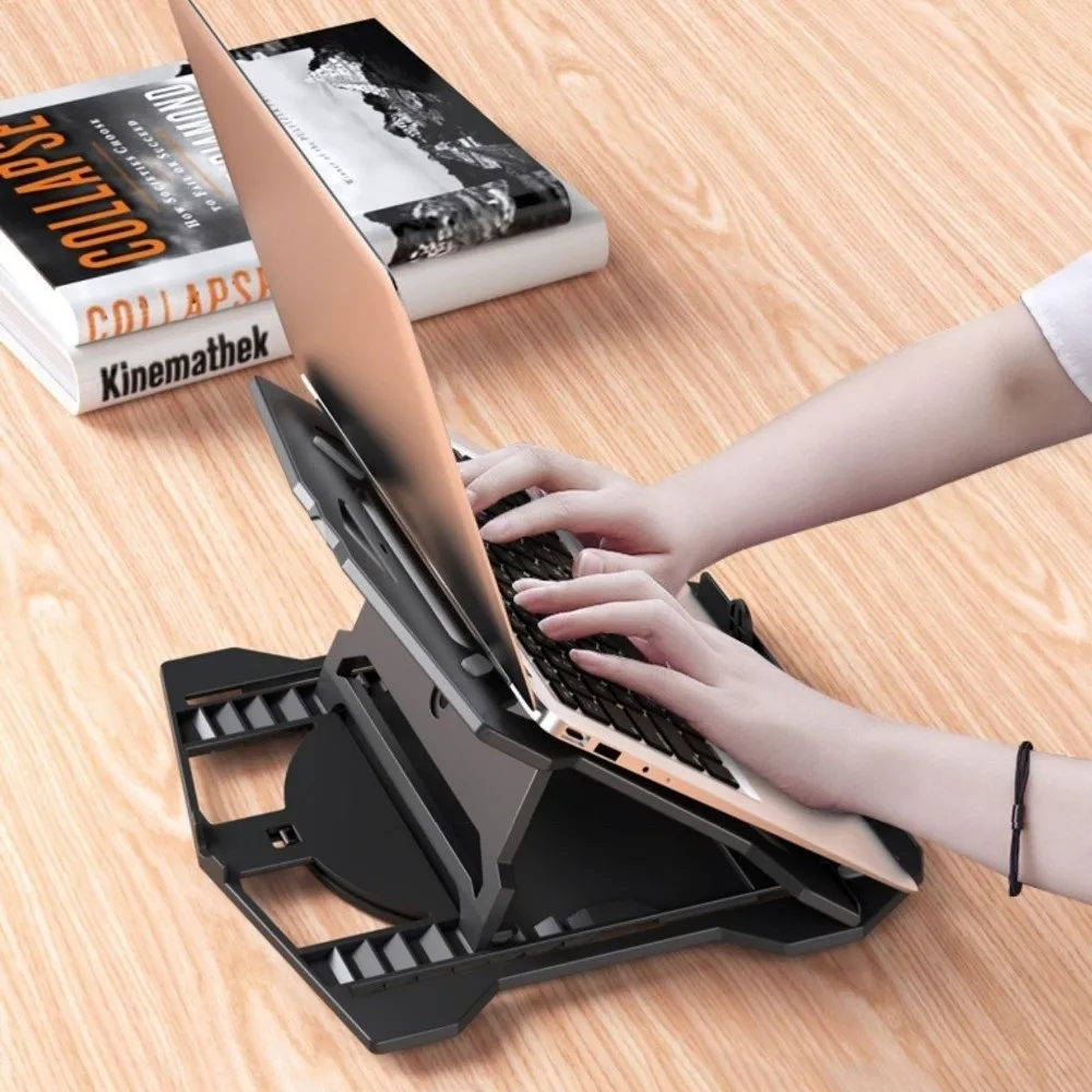 

Black White Laptop Cooling Bracket Folding Bracket Adjustable Notebook Computer Holder Non-Slip Base Multi-Angle Swivel