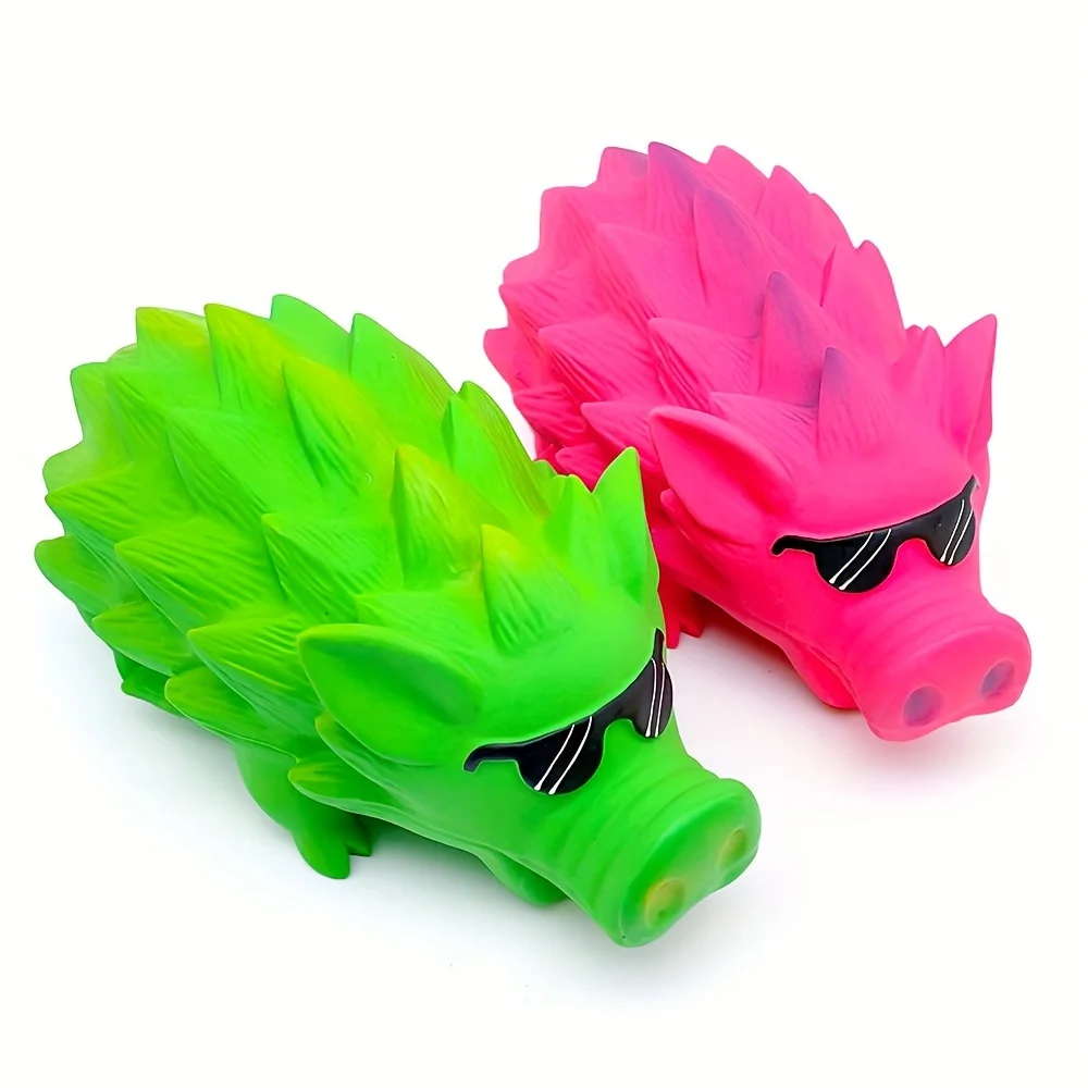 

A Large Hedgehog Latex Squeak Dog Bite Toy - Durable Rubber Teeth Grinding Toy for Medium to Large Dogs - No Battery Required