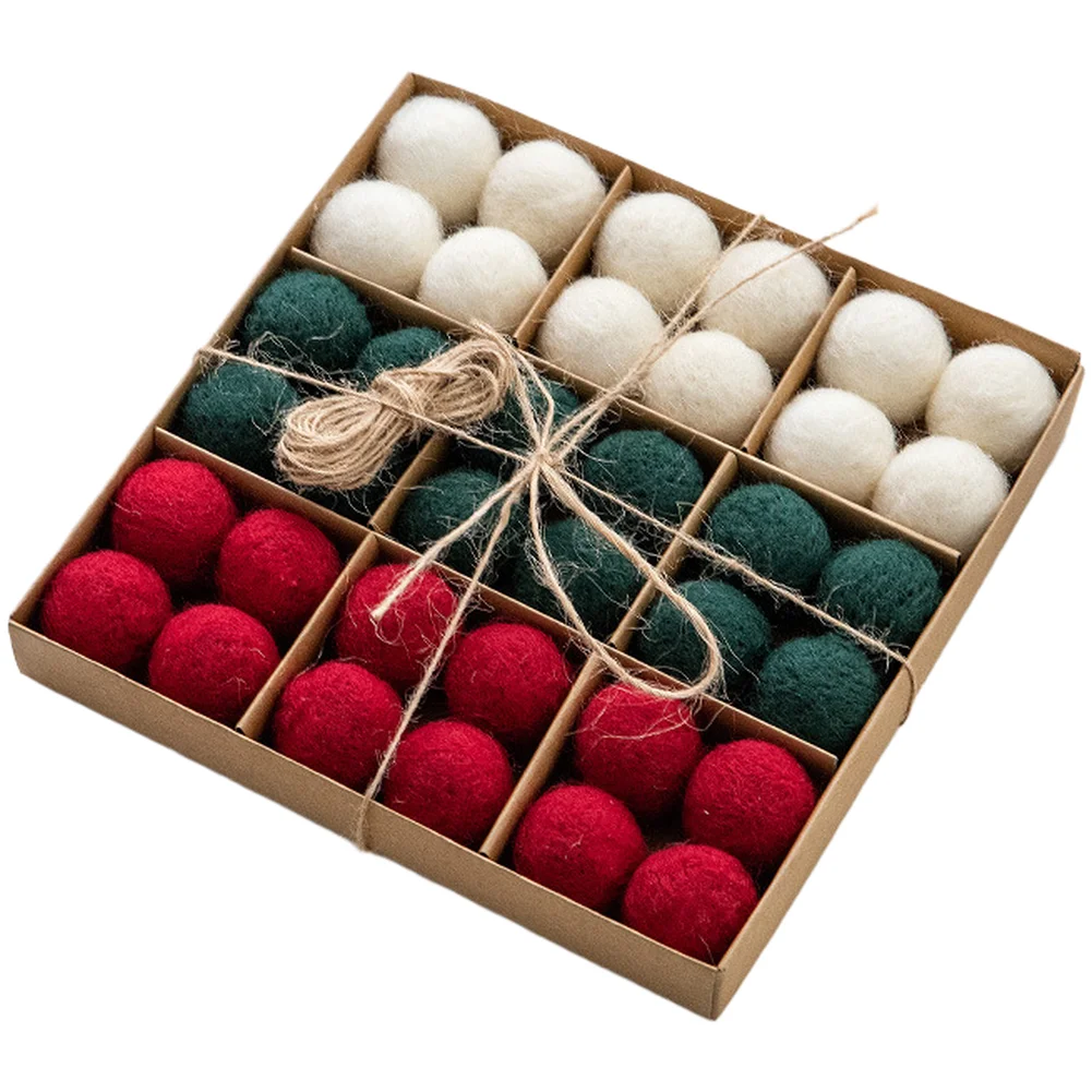 36pcs Christmas Wool Felt Ball Ornaments DIY Craft Kit for Tree with Snowflake Sheep Design 3cm Polyester Felt for Festive Decor