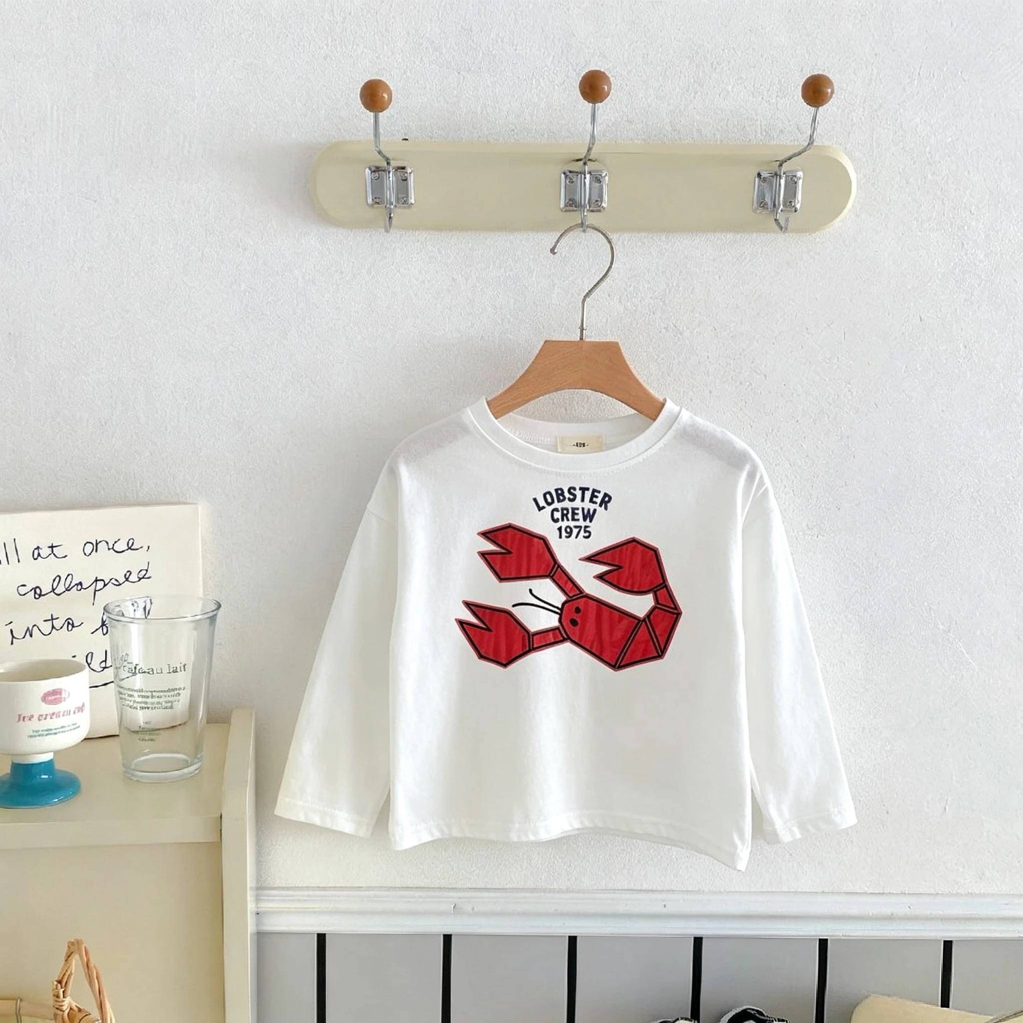 Fashion Versatile Kids Autumn Bottom Shirt Tops Printed Solid Color Casual Children's Clothes Long Sleeve T-shirt Boys Clothing