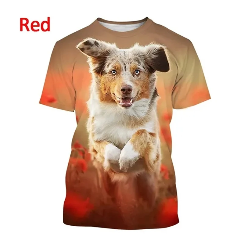 New Animal Australian Shepherd 3D Men\'s Women Short Sleeve T-Shirt Casual Dog Shepherd Print Harajuku Style Street Wear TShirt