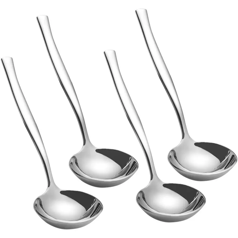 Set of 4 Mini Stainless Steel Gravy Ladles for Serving Soup