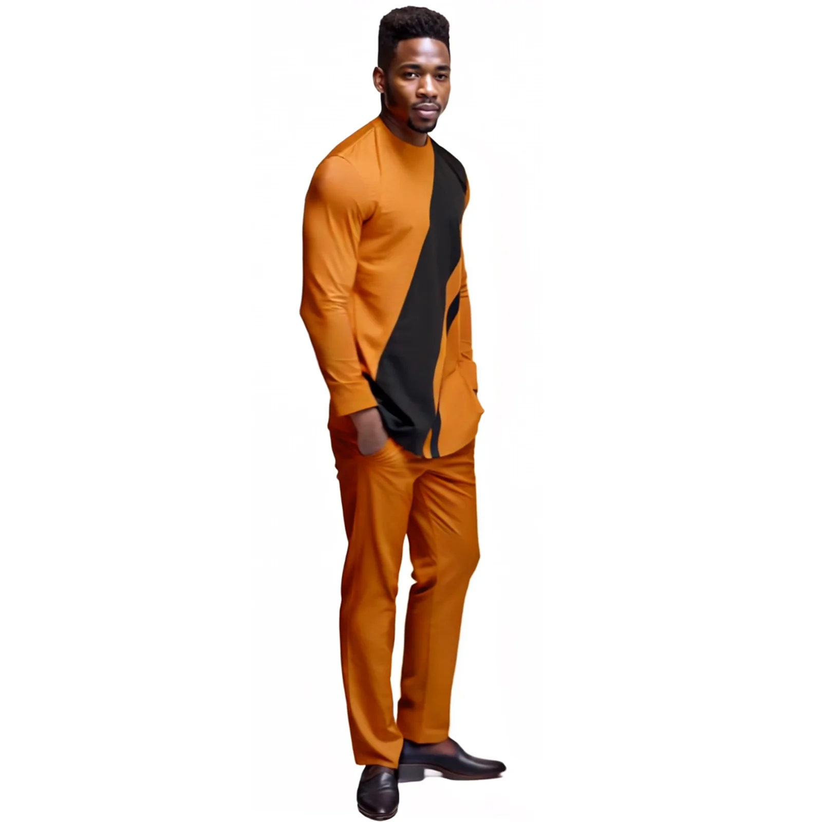 DBQ Men‘s African 2 Piece Set Nigerian Dashiki Metallic Short Sleeve Suit Shirt and Pants Outfit 41056