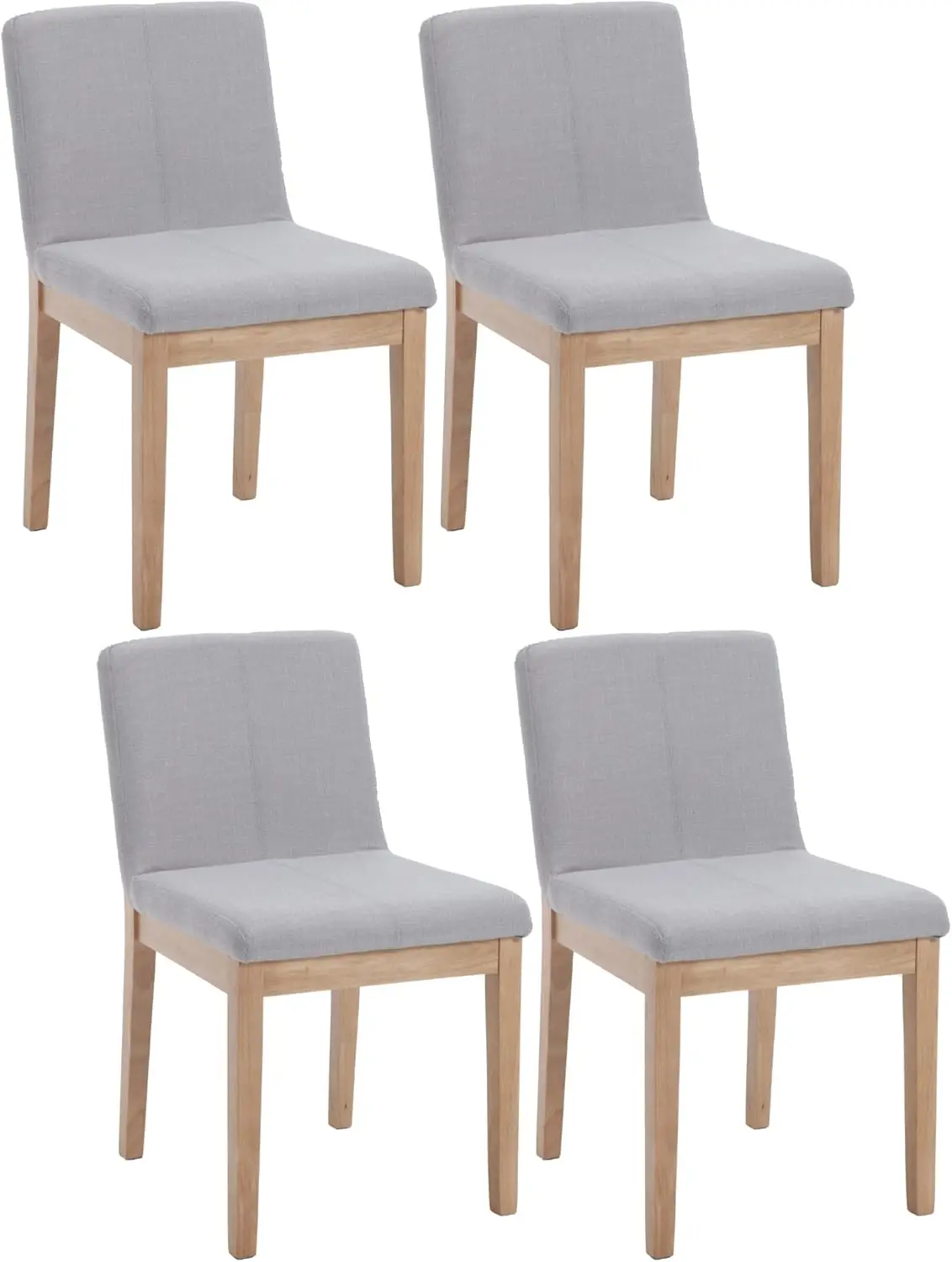 Dining Chairs Set of 4 Elegant Kitchen Chairs Rustic Armless Wood Side Chairs Upholstered Dining Room Living Room - Linen Grey