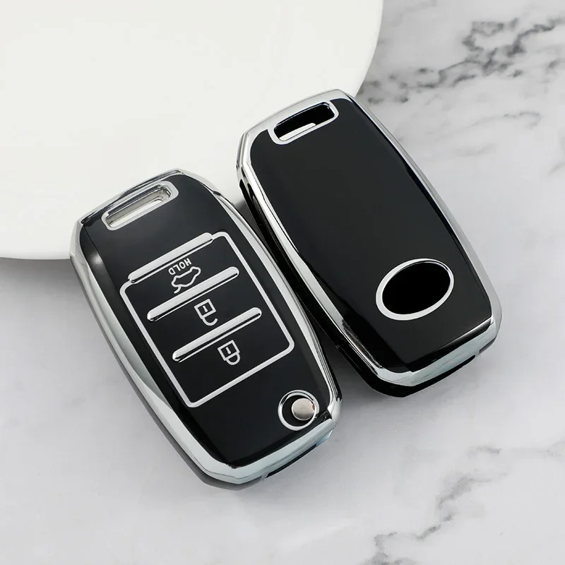 3 BOTTONS Silver Tpu Car Key Case Cover for Kia Rio 3 Sportage 3 4 Ceed Optima Sorento XM FL Cerato KX K2 K3 K4 K5 Soul Sorento