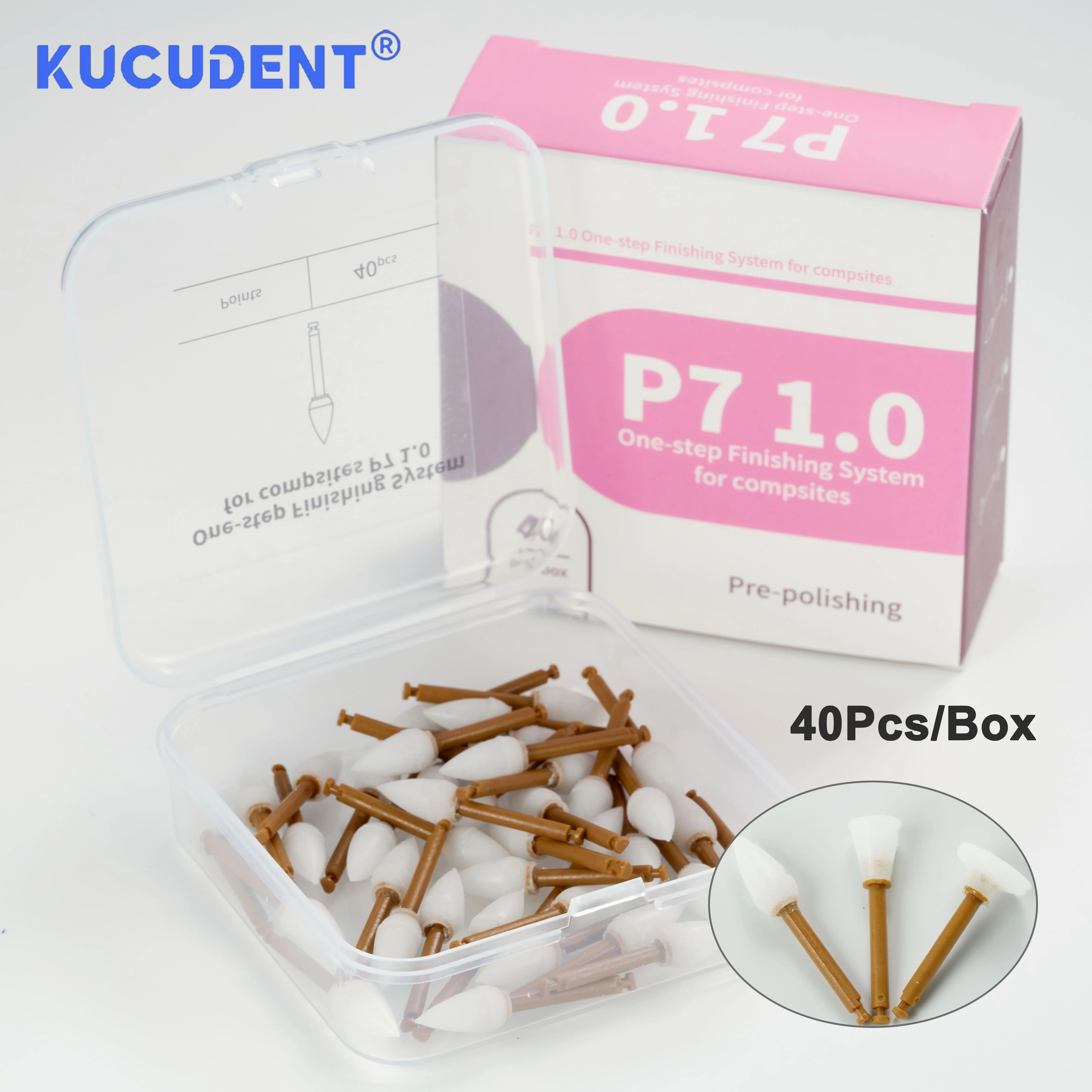 

40 Pcs Dental Composite Resin Polisher One Step Finishing RA Shank Silicone Dental Polishing Cups for Enamel Stain Removal