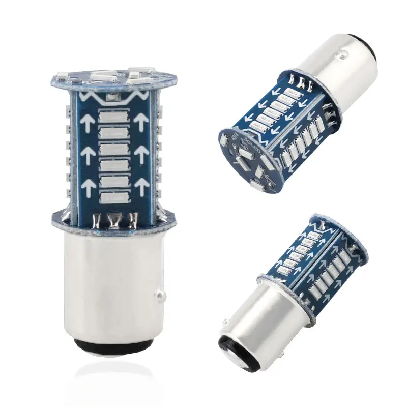 Ampoule LED Stroboscopique 1157 pour Feux de Stop Arrière de Voiture, Lumière de Jour Blanche et Rouge, P21W, BAY15D, 30SMD 4014, 1 Pièce