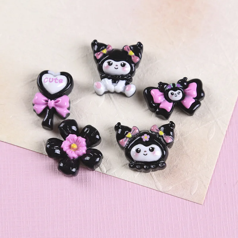 

Miniso глянцевый черный Kulomi Sanlio бантик торт эскимо аксессуары из смолы DIY кремовый клей чехол для мобильного телефона заколка для волос