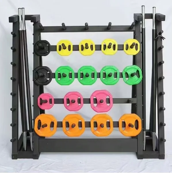 Mais vendidos atacado placas de pára-choques de competição comercial de borracha para levantamento de peso conjunto de barra aeróbica colorida de borracha