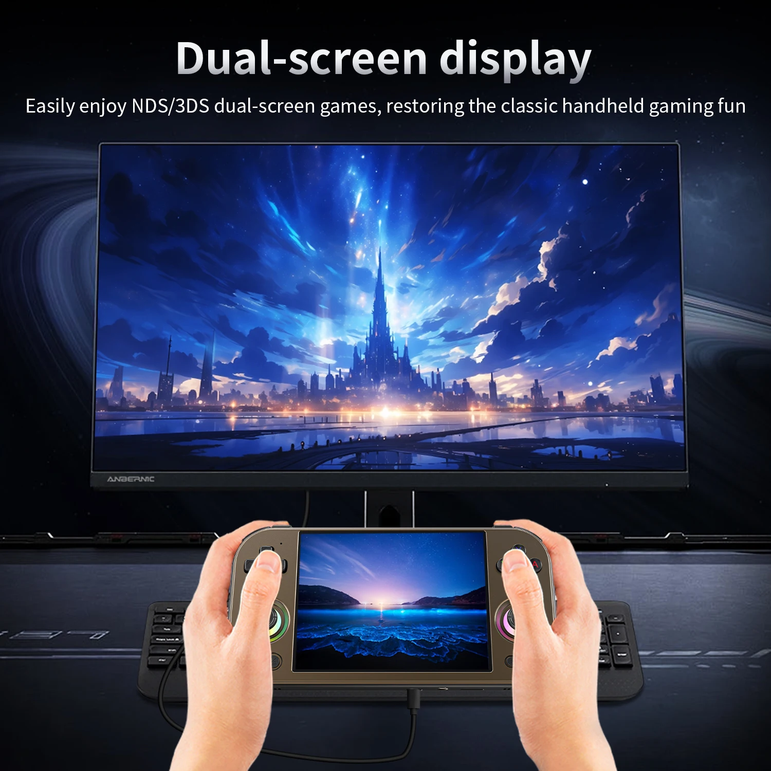 ANBERNIC RG 477M ريترو وحدة تحكم بجهاز لعب محمول سبائك الألومنيوم CNC أندرويد 14 4.7 بوصة LTPS شاشة تعمل باللمس داخل الخلية 5300mAh RG477M
