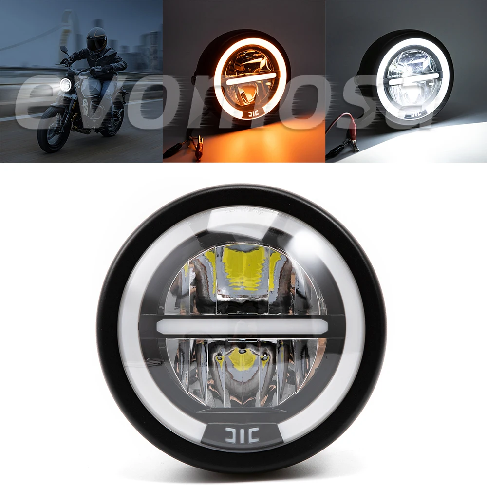 Motorcycle 6.5 Inch Headlight Retro Round High Low Beam 6.5\