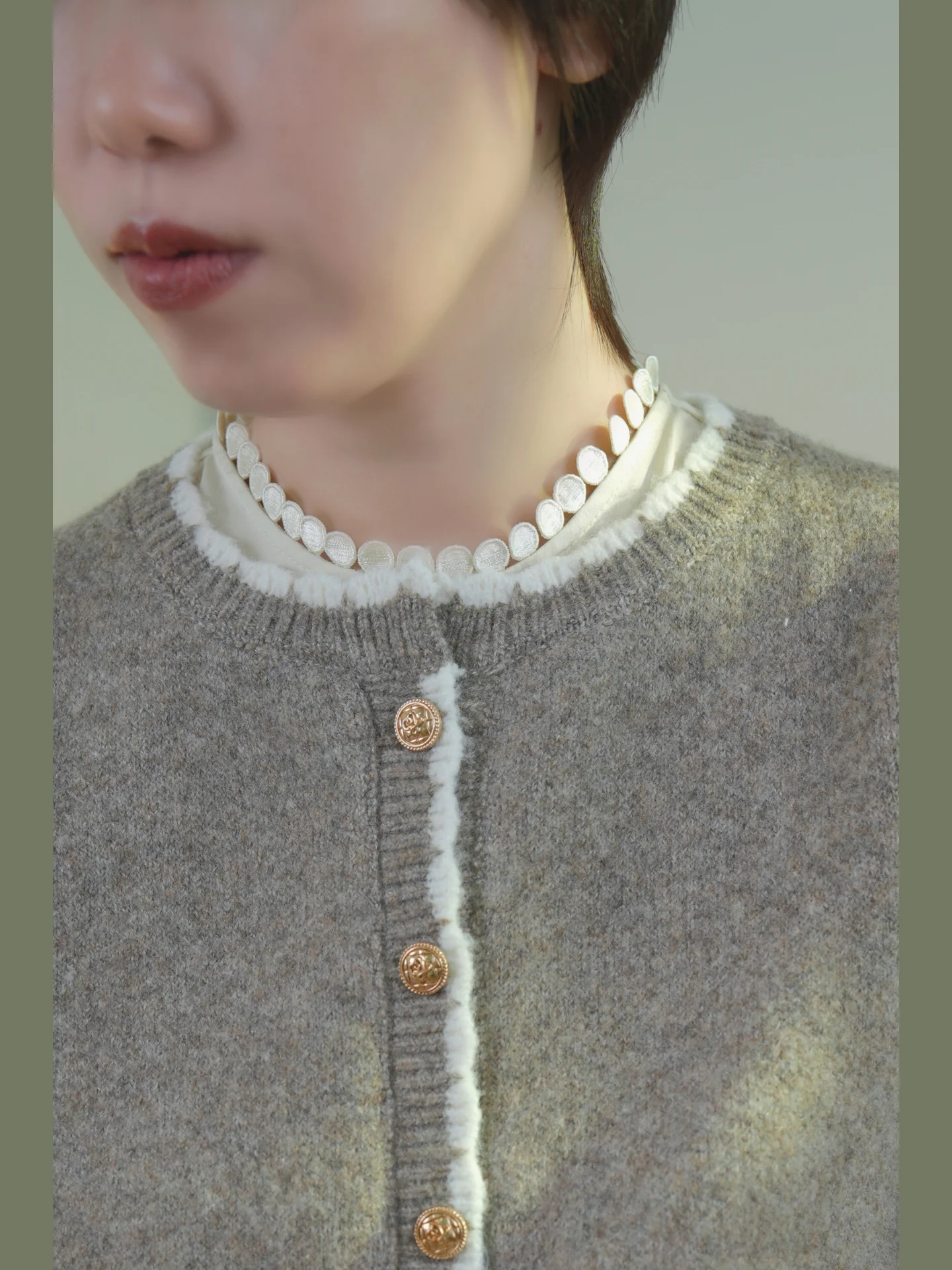 soft-and-quiet~-romantic-inner-wear-beige-pure-cotton-layered-high-collar-casual-sle-winter-season-color-fake-collar