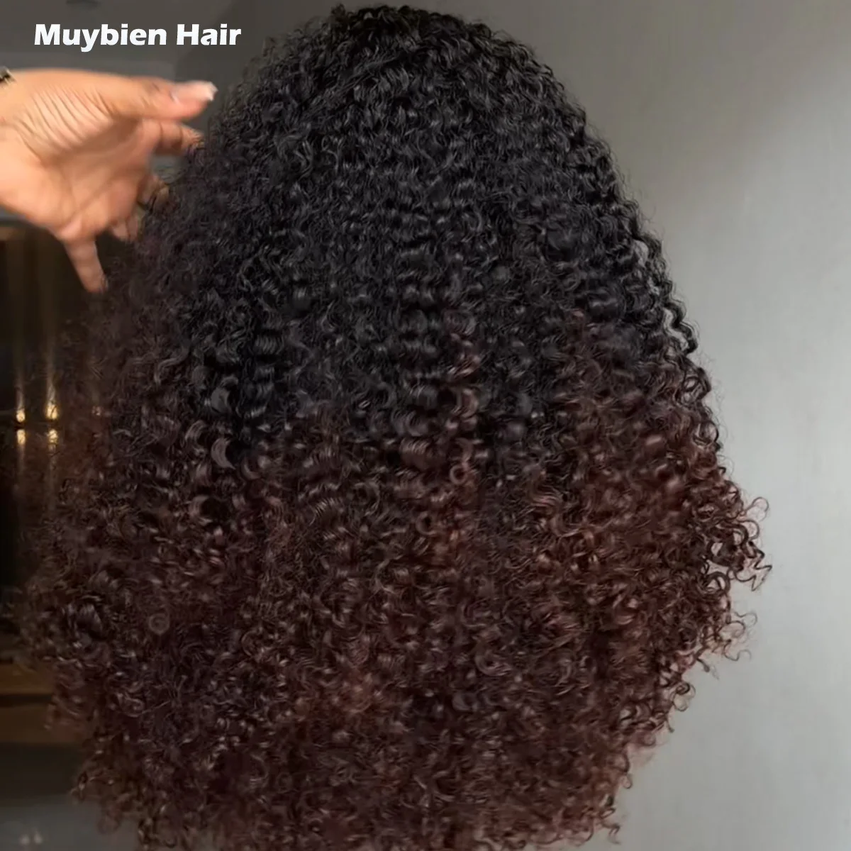 450 Density Ombre Brown Kinky Curly Head Band Wig 100% Human Hair Glueless Wigs for Black Woman Wera and Go Glueless Wigs