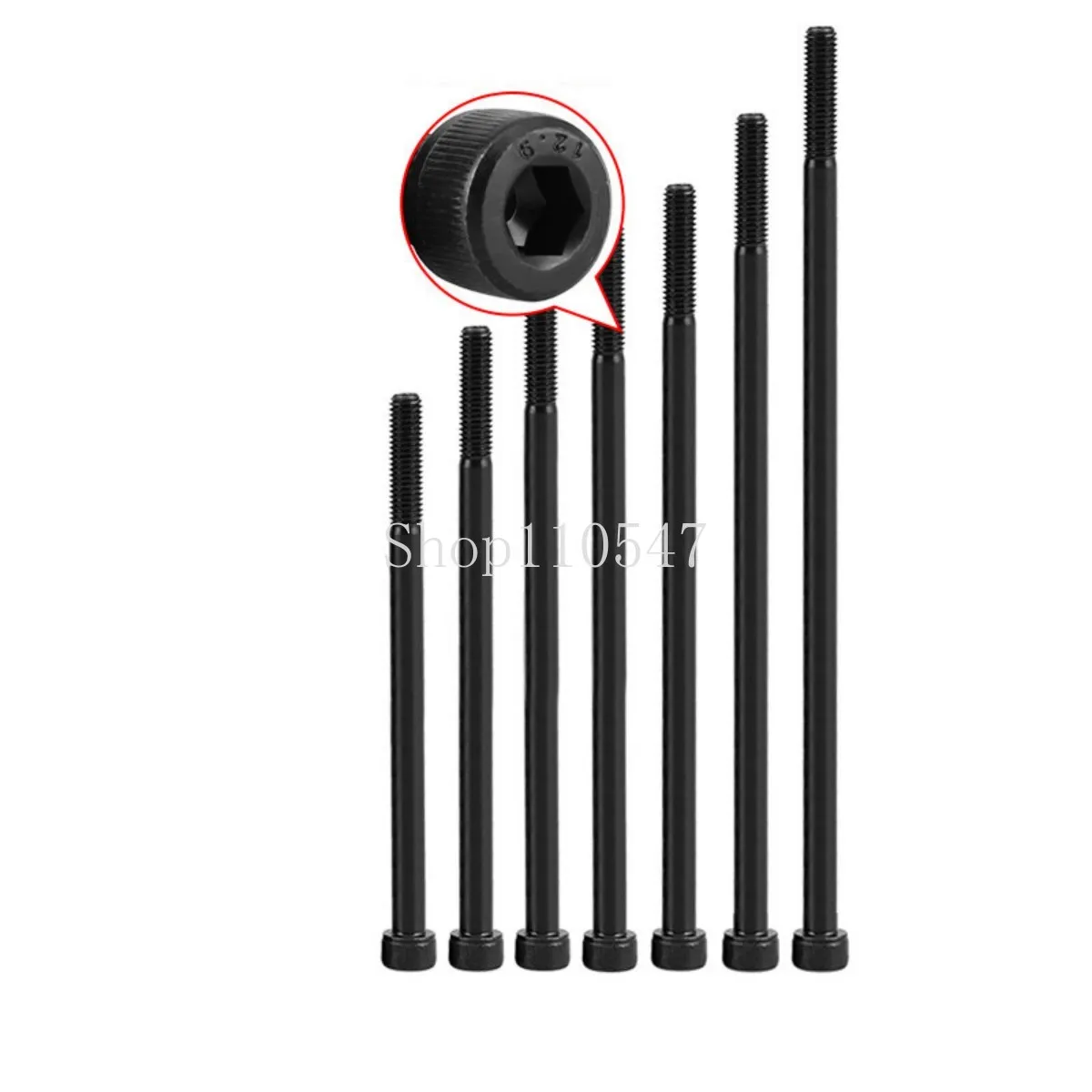 M4 M5 Black Grade 12.9 Hexagon Hex Socket Head Cap Allen Bolt Screw Over Ultra Long 100 110 115-330mm Half Thread Carbon Steel