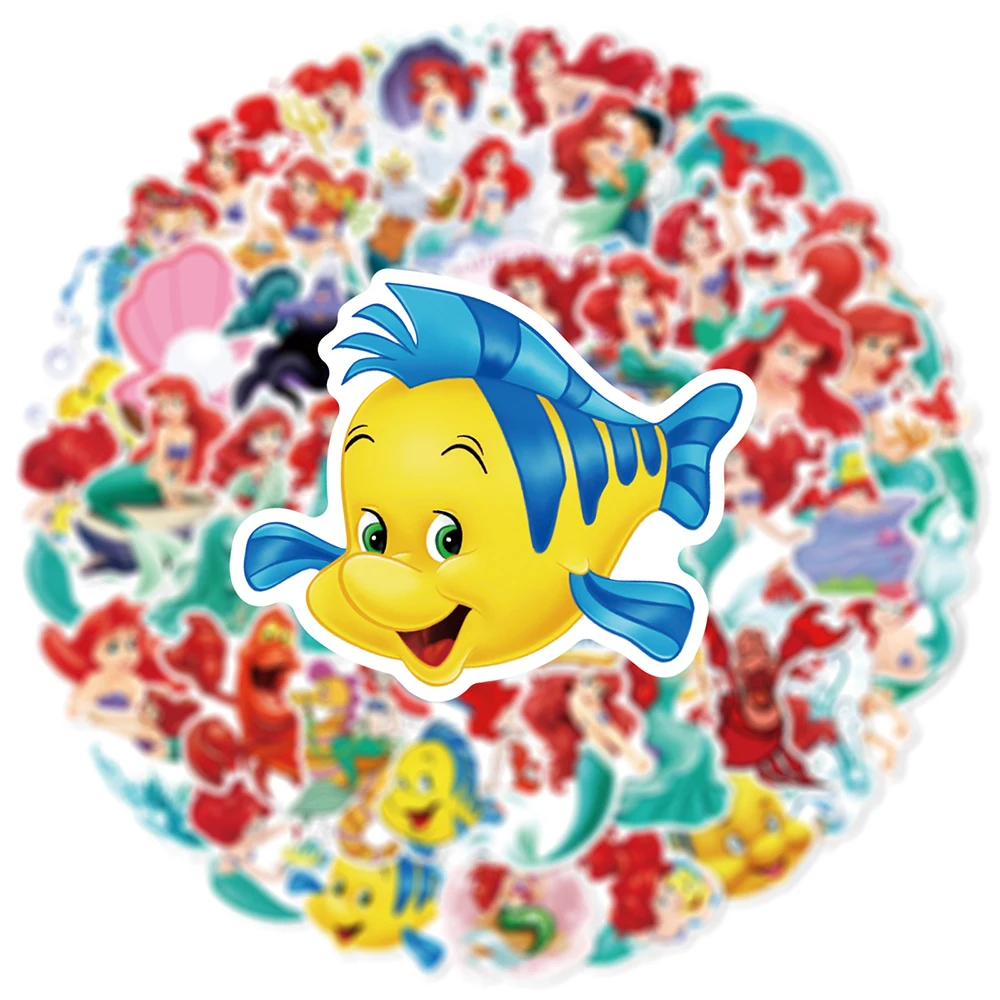 10/30/50pcs Disney Cartoon The Little Mermaid Anime Stickers Decoration Waterproof Graffiti Toys DIY Phone Scrapbook Decals Gift