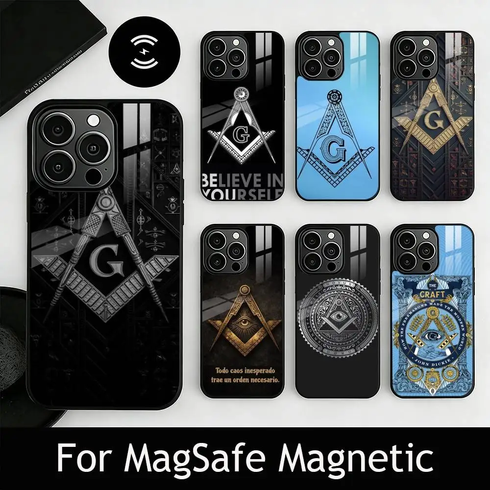 F-Freemasonry S-Symbol Phone Case For iPhone17,16,15,14,13,12,11 Plus,Pro Magnetic with Magsafe Wireless Charging