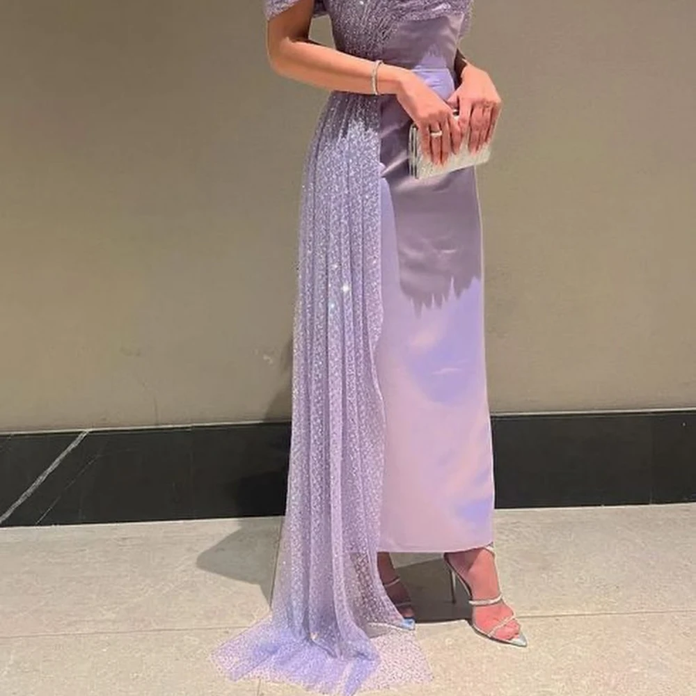 Sparkle Sheath Anke Length Evening Dresses Sequin Vertically Tulle Formal Occasion Gown فساتين نسائيه vestidos de 15 quinceañera