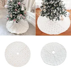 78/90/122cm Christmas Tree Skirt White Plush Xmas Foot Carpet Faux Fur Base Cover Mat New Year Decoration