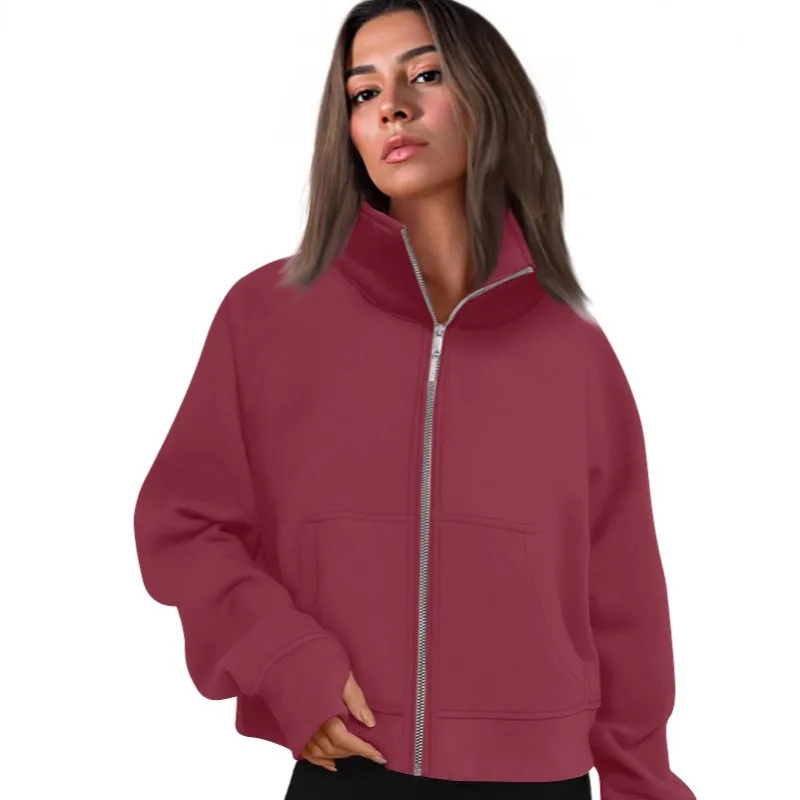 Women's Autumn Spring Top Coat Sweatshirt Zipper Stand-up Collar Simple Comfortable Loose Casual Design Niche Versatile Skinny