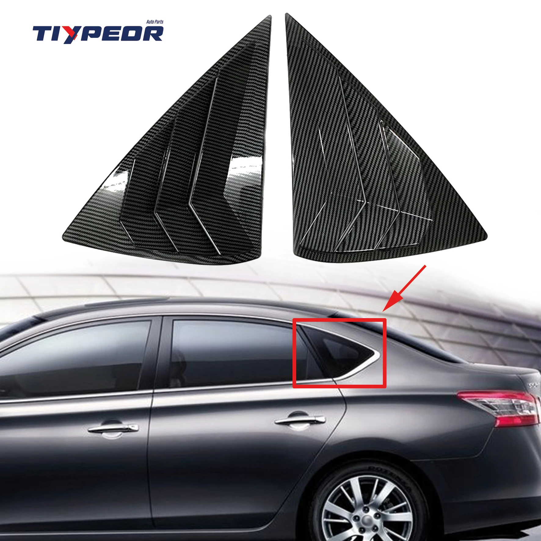 

High Quality For Nissan Sylphy 2012 - 2019 Rear Window Louvers Decoration 2PCS Panel Side Louver Vent Blind Shades Replacement