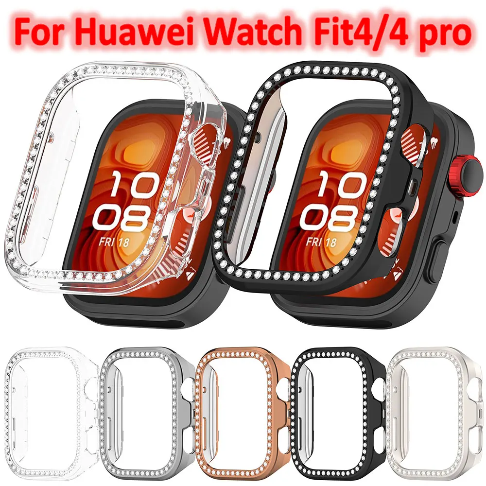 For Huawei Watch fit4/4 Pro Watch Case Single Diamond Bumper Accessory Hollow Shell Anti Drop Anti Scratch Screen Protector Case