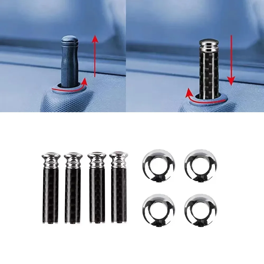 4pcs Carbon Door Pin Lock Knob Lift Sticker Door Windows Pin Handel Trims For Brabus Mercedes AMG W212 W205 W463 W221 GLC GLE