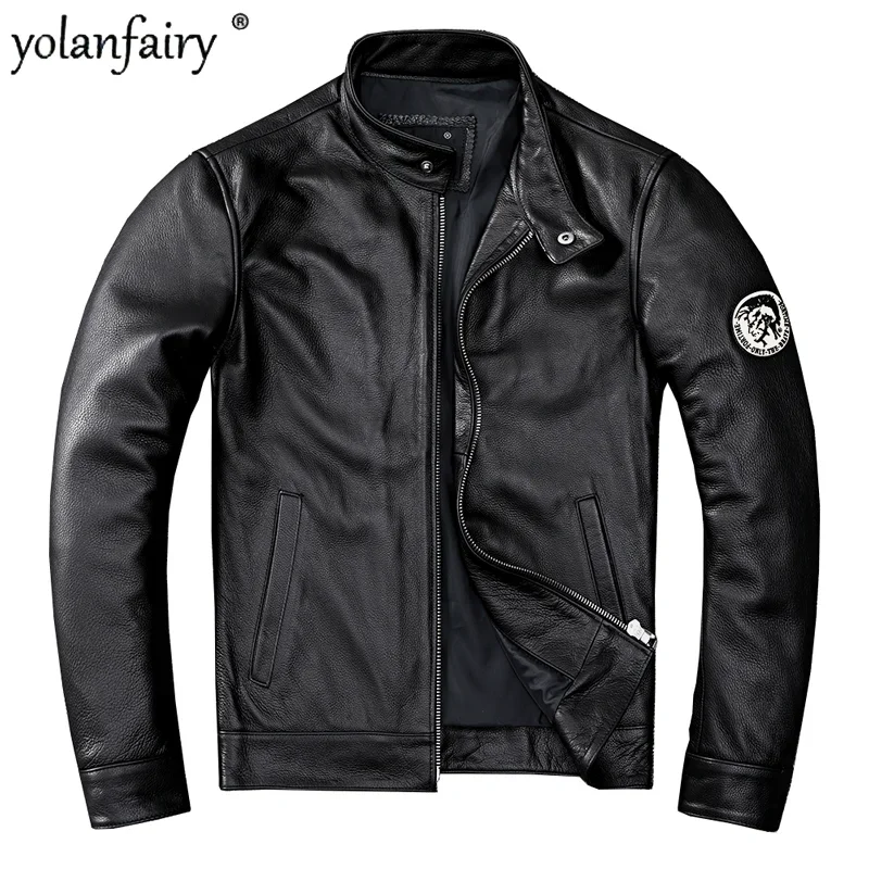 

Heavyweight Genuine Leather Jacket Men Top Layer Cowhide Motorcycle Men's Jackets Male Clothing Trend Spring 5XL Chaquetas FCY