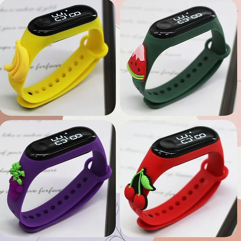 

Rubber Luminous Waterproof LED Children's Electronic Watch 3D Fruit Banana/Lemon Clock Outdoor Sports Student Electronic Watches
