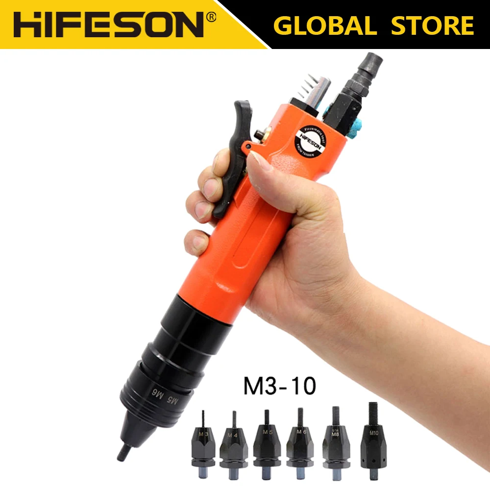 HIFESON 공압 공기 리벳 너트 건 삽입 나사 식 풀 세터 리베 터 리벳 너트 도구 M3 M4 M5 M6 M8 M10 길이 리벳 헤드