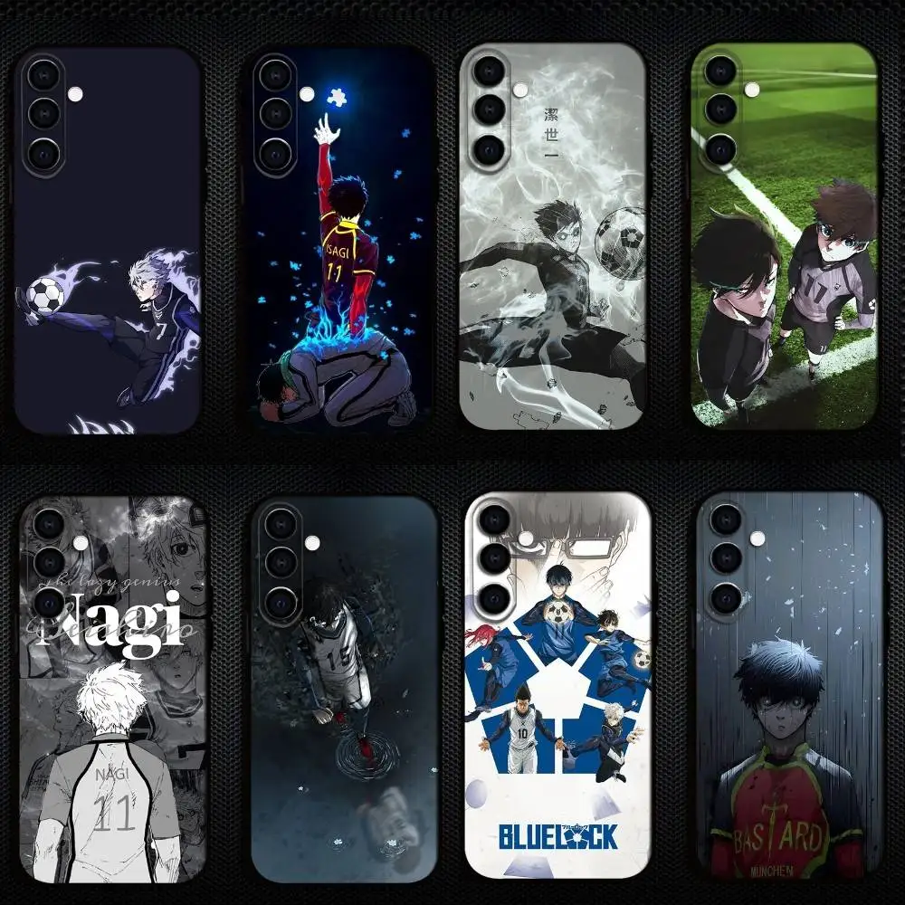 

Classic Anime B-Blue L-Locks Phone Case For Samsung Galaxy A73,A72,A71,A70,A53,A52,A51,Others Soft Black Cover