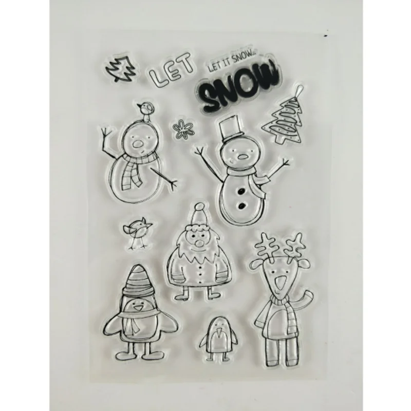 Cute Snowman Transparent Silicone Finished Stamp DIY Scrapbooking Rubber Coloring Embossed Diary Stencils Decoration Reusable