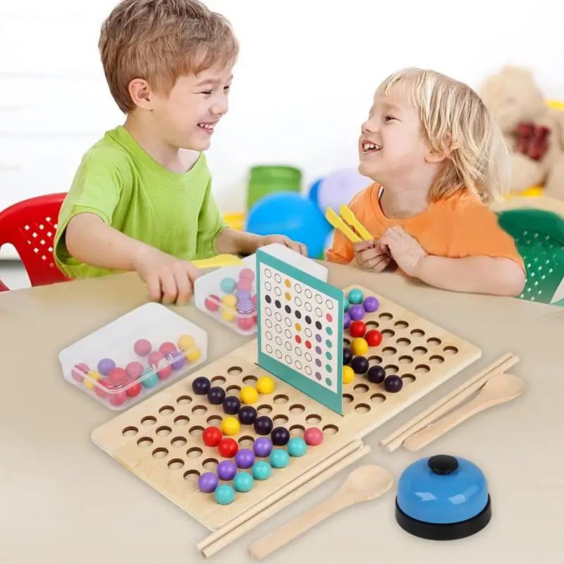 

Wooden Board Bead Game Montessori 58pcs Hand Eye Coordination Bead Game Cognitive Montessori Toys Safe Board Game For Boys