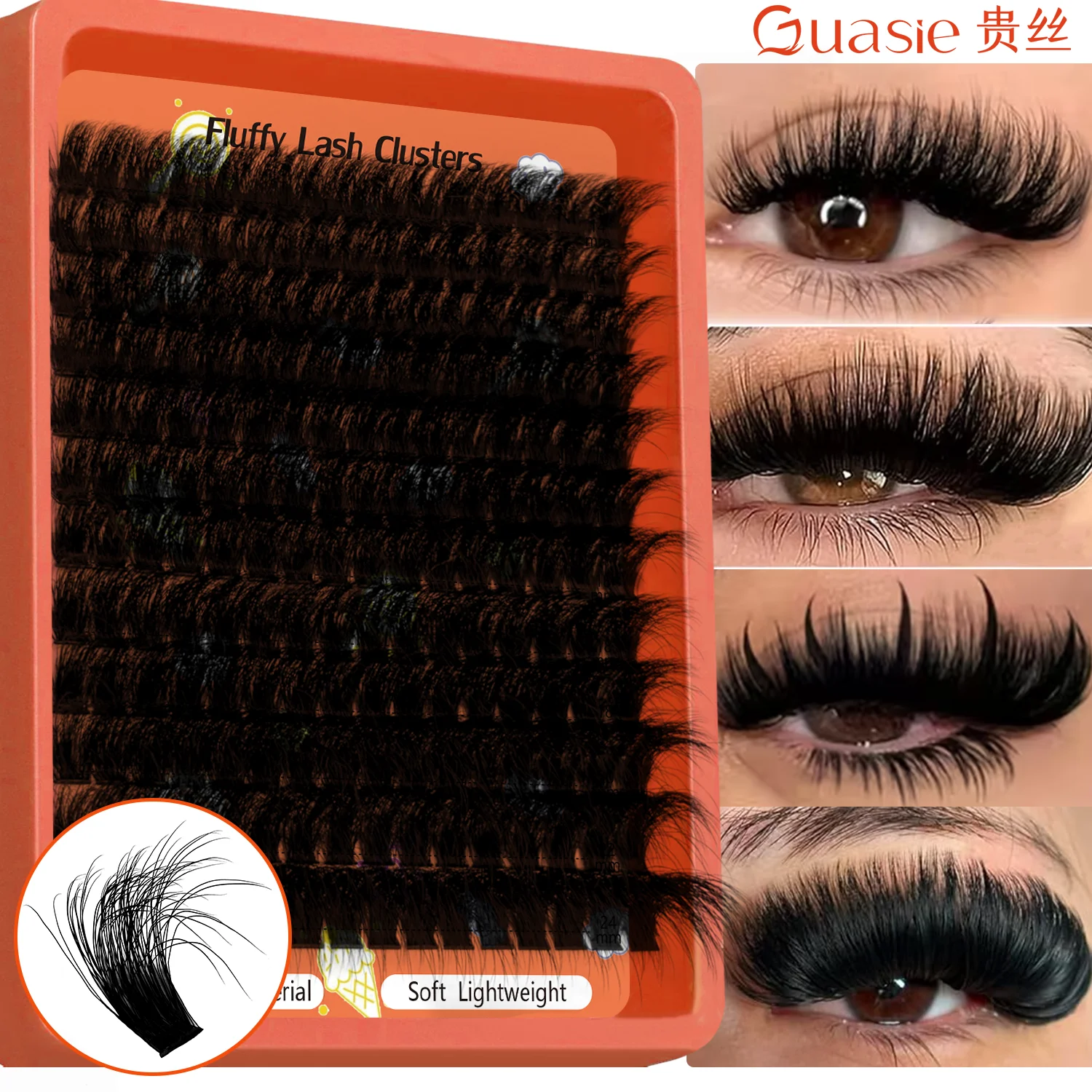 5D Fluffy Cluster Eyelashes 80D 100D Density D Curl 14-24mm DIY Lash Extensions Reusable Volume Eye Lashes for Makeup Beginners